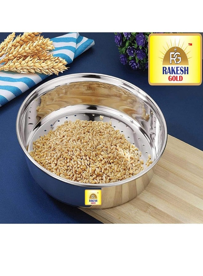 Rakesh Gold مصفاة راكيش جولد المصنوعة من الفولاذ المقاوم للصدأ للاستخدام في المطبخ - مصفاة متعددة الاستخدامات للمطبخ / مصفاة فولاذية مثقبة للقمح | (ستانلس ستيل) (مصفاة مثقبة، حجم عادي) - Image 4
